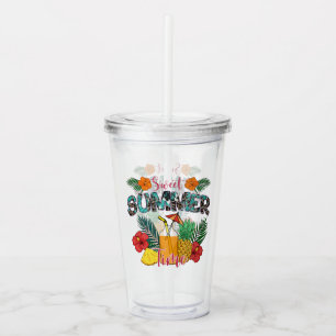 Vaso Acrílico Dulce hora de verano   Frutas tropicales y florale