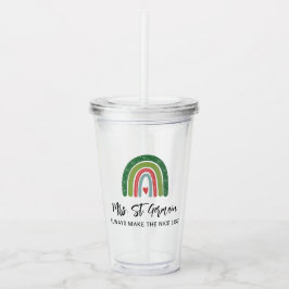 Vaso Acrílico Dulce Lista Navideña de Profesor Lluvia de Colores