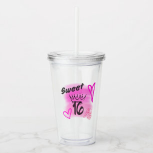 Vaso Acrílico Dulces 16 Aerografía Estética Coronada