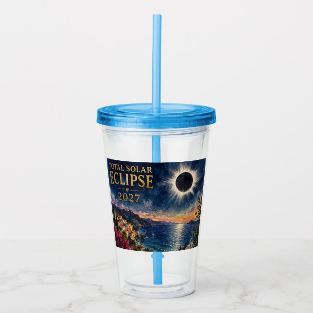 Vaso Acrílico Eclipse Total de Sol 2027 Mediterráneo  (Anverso)