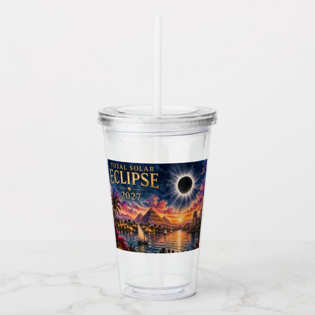 Vaso Acrílico Eclipse Total Solar 2027 Egipto (Anverso)