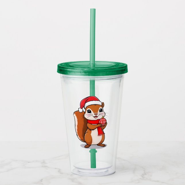 Vaso Acrílico Écureuil de Noël Mignon (Anverso)