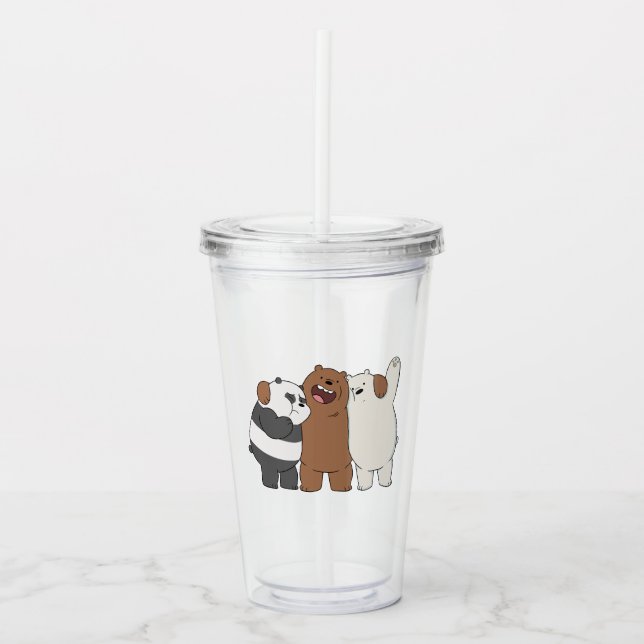 Vaso Acrílico El abrazo del grupo Bare Bears (Anverso)
