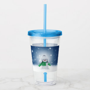 Vaso Acrílico El adorable personaje de muñeco de nieve de Navida