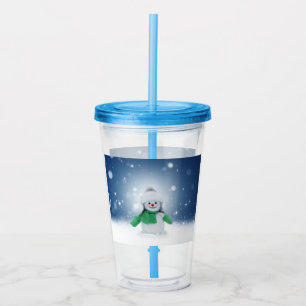 Vaso Acrílico El adorable personaje de muñeco de nieve de Navida