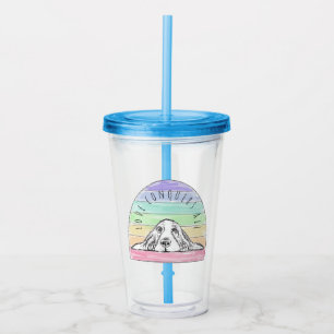 Vaso Acrílico el amor conquista todo perro arcoíris basset hound