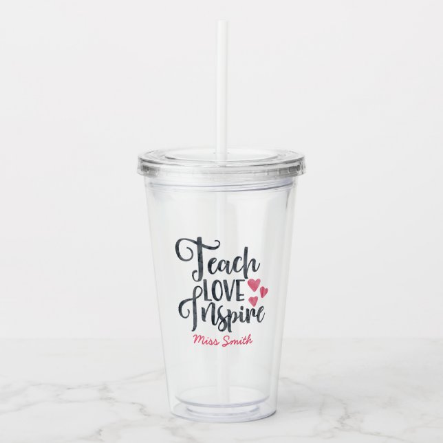 Vaso Acrílico El amor de enseñanza inspira a la personalidad (Anverso)