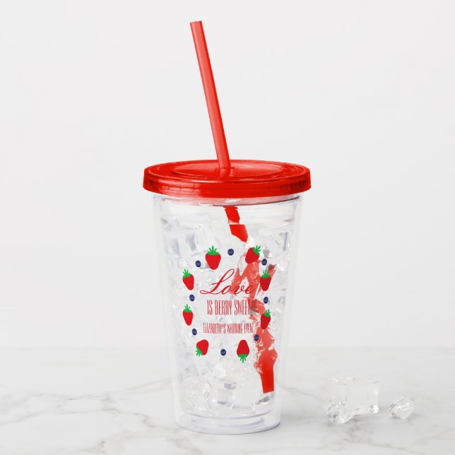 Vaso Acrílico El amor es la ducha de novia de fruta dulce Berry (Anverso (hielo))