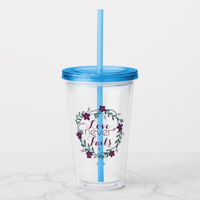 Vaso Acrílico El amor nunca falla (Anverso)