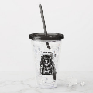 Vaso Acrílico El astronauta del mono el añade su nombre