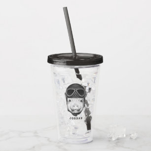 Vaso Acrílico El cerdo del temerario el añade su nombre