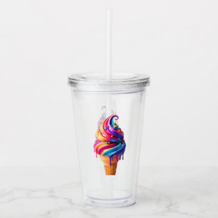 Vaso Acrílico El clásico cono de helado vibrante de SlipperyJoe