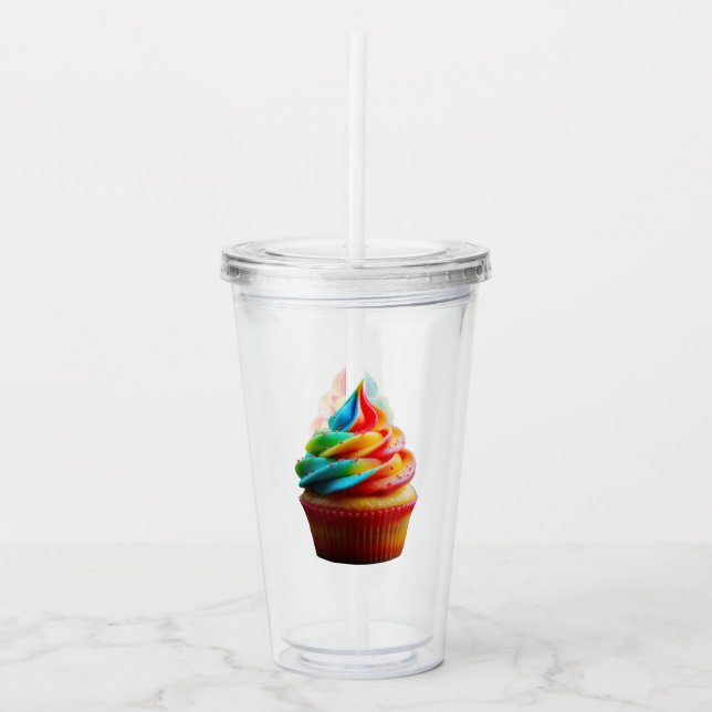 Vaso Acrílico El deslumbrante quequito arco iris de SlipperyJoe  (Anverso)