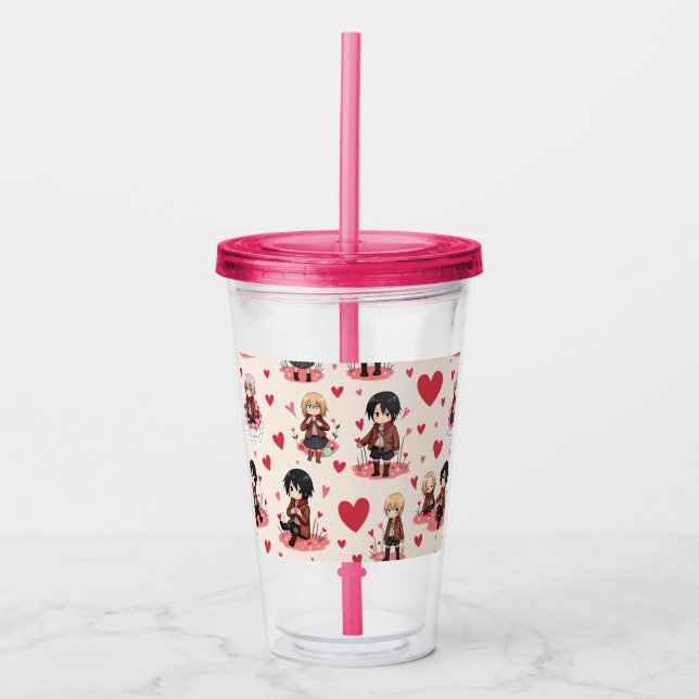 VASO ACRÍLICO EL DÍA DE SAN VALENTÍN ANIME CLEAR TUMBLER (Anverso)