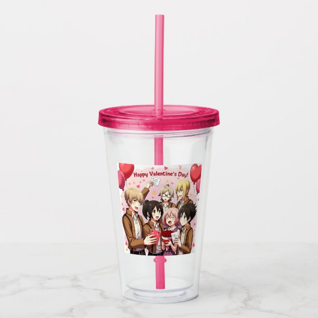 VASO ACRÍLICO EL DÍA DE SAN VALENTÍN ANIME CLEAR TUMBLER (Anverso)