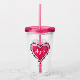 Vaso Acrílico El día de San Valentín de corazón de nombre person