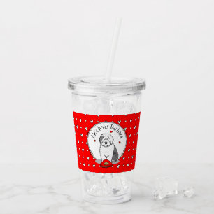 Vaso Acrílico El día de San Valentín Pastor Inglés Gris 1 Cuto