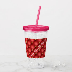 Vaso Acrílico El Diamante Dorado El Cuero Tufado Personalizado N