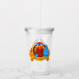 Vaso Acrílico El divertido diseño de Acción de Gracias al estilo