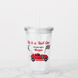 Vaso Acrílico Él es un auto rápido de raza roja festivo