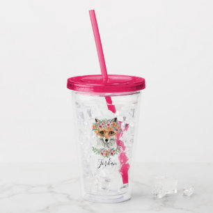 Vaso Acrílico El Fox floral el   añade su nombre