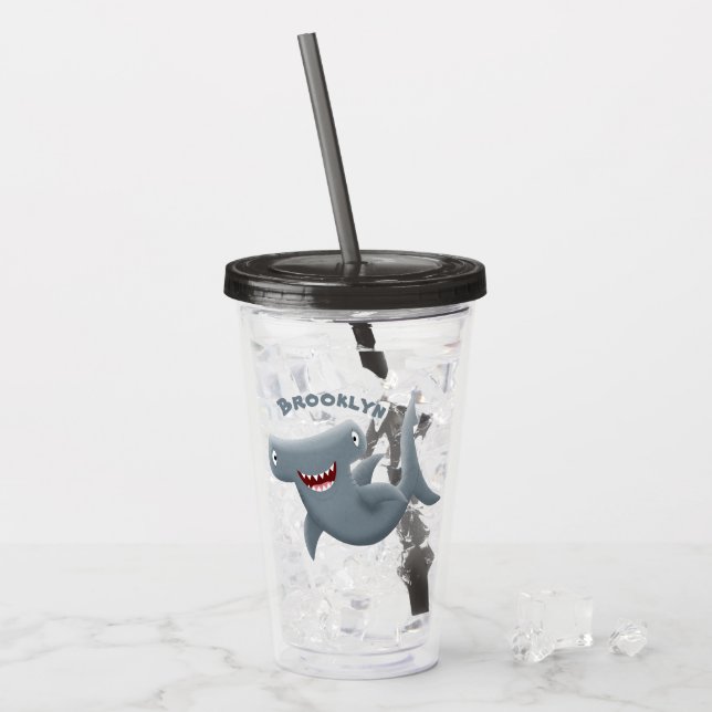Vaso Acrílico El gracioso tiburón martillo personalizado (Anverso (hielo))