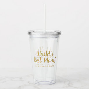 Vaso Acrílico El guión de la mejor personalizado de oro de mamá 