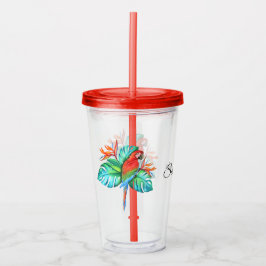 Vaso Acrílico El loro tropical de Macaw personalizado