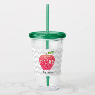 Vaso Acrílico El mejor profesor Apple nunca personalizado