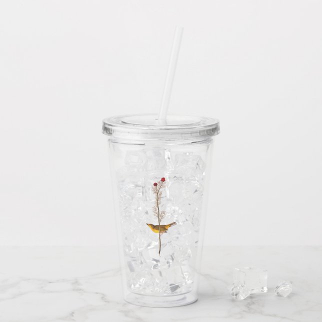 Vaso Acrílico El pájaro embrujado de Audubon sobre la flor roja (Reverso (hielo))