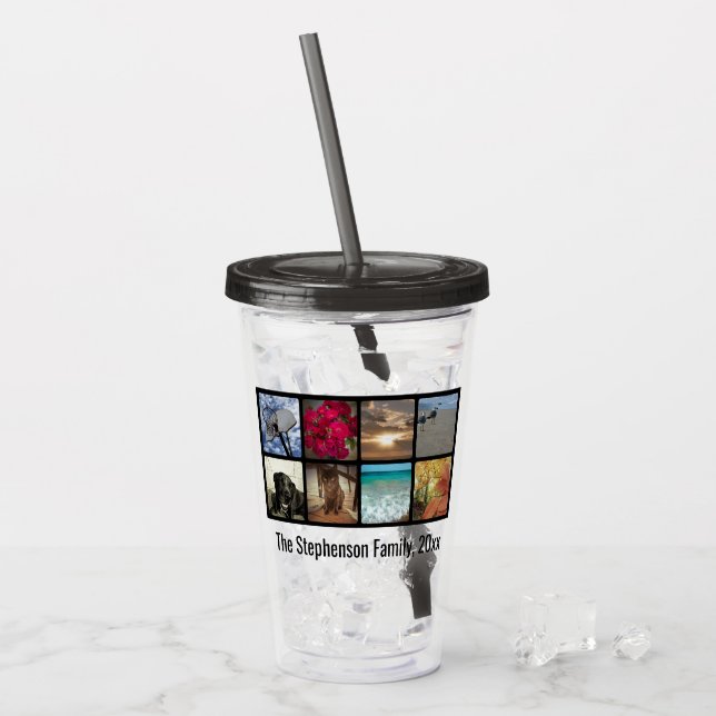 Vaso Acrílico El personalizado personalizó el collage multi de (Anverso (hielo))