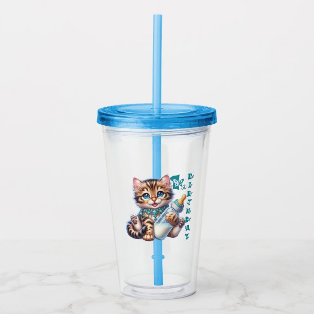 Vaso Acrílico El primer cumpleaños del bebé. (Anverso)