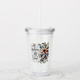Vaso Acrílico Él restaura mi alma floral
