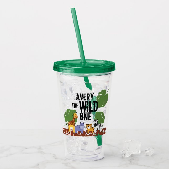 Vaso Acrílico "El salvaje" animal de safari personalizado (Anverso (hielo))