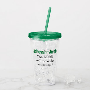 Vaso Acrílico El Señor proporcionará la Biblia Verse Verde y Neg
