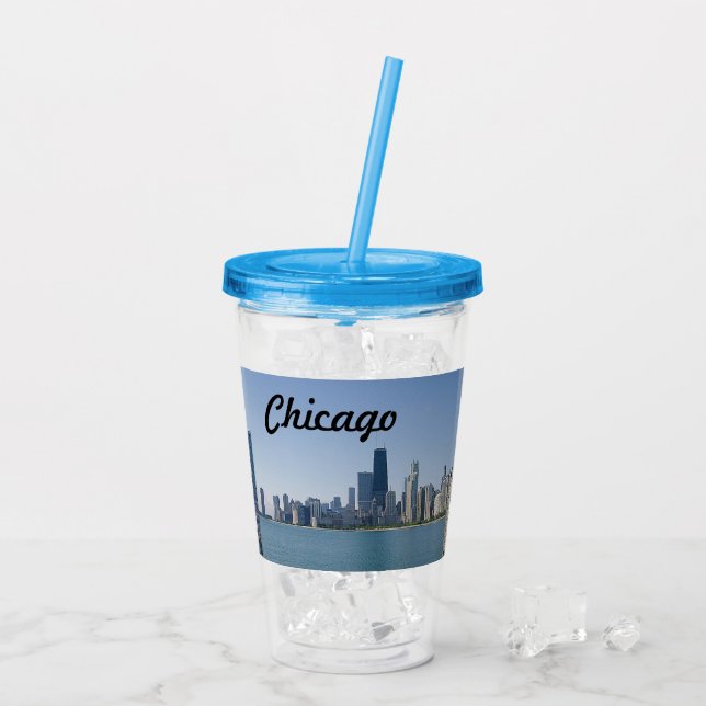 Vaso Acrílico El Skyline de Chicago (Reverso (hielo))