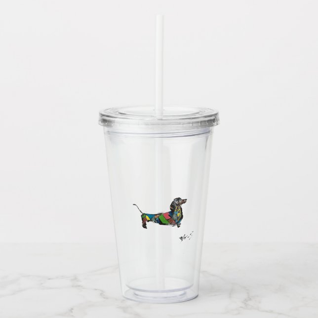 Vaso Acrílico El Tumbler Acrílico De Dachshund (Anverso)