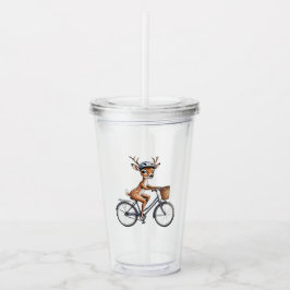 Vaso Acrílico El venado caprichoso montando una bicicleta - dibu