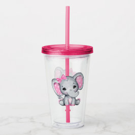Vaso Acrílico Elefante de bebé rosado con polka