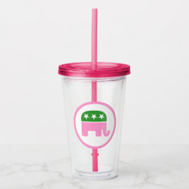 Vaso Acrílico Elefante Republicano Rosa y Verde