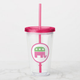 Vaso Acrílico Elefante Republicano Verde y Rosa Pastel