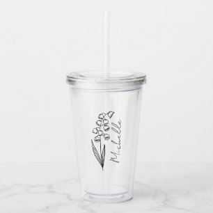 Vaso Acrílico Elegant Script Name May Birth Month Flower