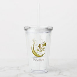 Vaso Acrílico Elegante Estrella Eid Mubarak Gold Moon
