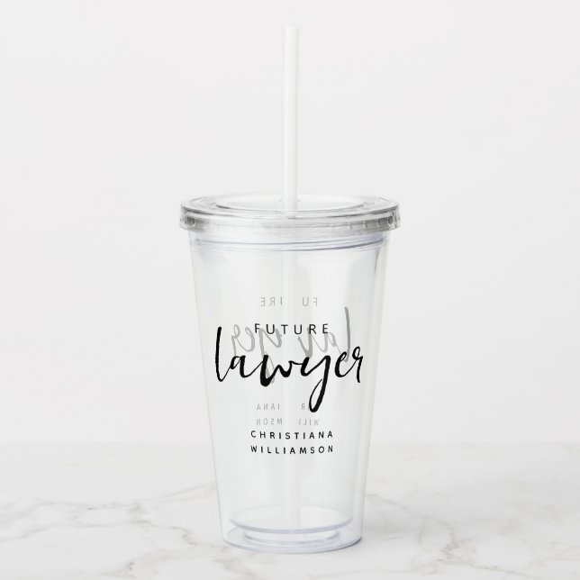 Vaso Acrílico Elegante futuro abogado personalizado (Anverso)
