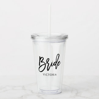 Vaso Acrílico Elegante guión "Novia" Personalizado fiesta de nov