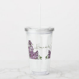 Vaso Acrílico Elegante Lila Lila Botánico Floral Acrílico Tumb