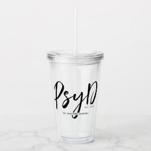 Vaso Acrílico Elegante Médico de Psicología en PsyD