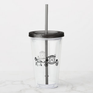 Vaso Acrílico Elegante monograma Boda de carreta de caballo dibu