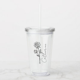 Vaso Acrílico Elegante Nombre de Script Junio Mes de Nacimiento 