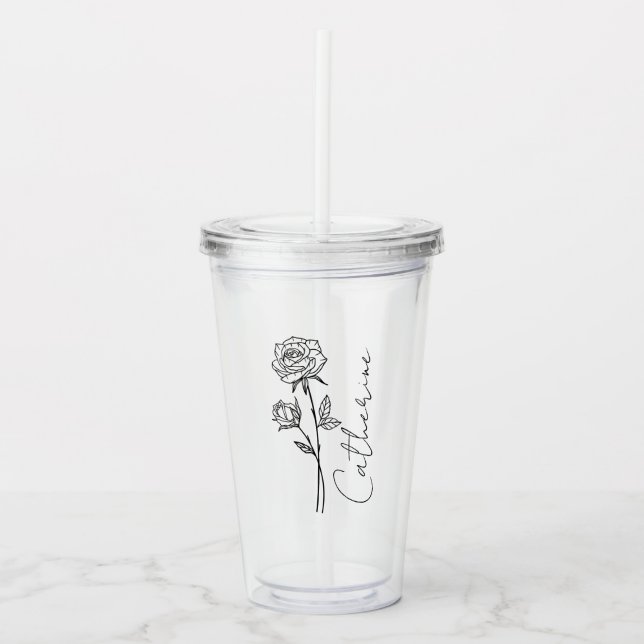 Vaso Acrílico Elegante Nombre de Script Junio Mes de Nacimiento  (Anverso)